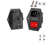 5/20 pezzi di presa corrente CA con interruttore a bilanciere IEC 320 C13 C14 3 pin maschio femmina connettore elettrico fusibile 250 V 10 A e spia rossa(AC-01A-2,5PCS)