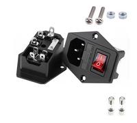 5/20 pezzi di presa corrente CA con interruttore a bilanciere IEC 320 C13 C14 3 pin maschio femmina connettore elettrico fusibile 250 V 10 A e spia rossa(AC-01A,5PCS)