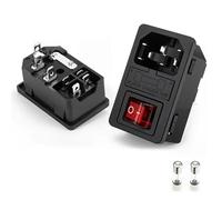 5/20 pezzi di presa corrente CA con interruttore a bilanciere IEC 320 C13 C14 3 pin maschio femmina connettore elettrico fusibile 250 V 10 A e spia rossa(AC-01,5PCS)