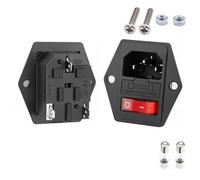 5/20 pezzi di presa corrente CA con interruttore a bilanciere IEC 320 C13 C14 3 pin maschio femmina connettore elettrico fusibile 250 V 10 A e spia rossa(AC-01A-1,5PCS)