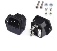 5/20 pezzi di presa corrente CA con interruttore a bilanciere IEC 320 C13 C14 3 pin maschio femmina connettore elettrico fusibile 250 V 10 A e spia rossa(AC-03,5PCS)
