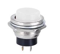 5/20 pezzi pulsanti elettrici DS-212 16 mm metallo 2 pin interruttore a pulsante momentaneo (OFF-ON) reset(White,100pcs)