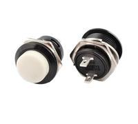 5/20 pezzi R13-507 Interruttore a pulsante da 16 mm ON OFF Interruttori elettrici momentanei ON-OFF a 2 pin di forma rotonda(White,20PCS)