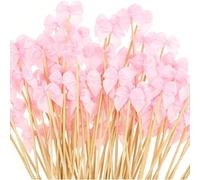 5/25/30/50/60 pezzi Stuzzicadenti per cocktail con fiocco rosa, con fiocchi di nastro, adatti per decorazione festa di nascità, compleanno, matrimonio, festa a tema farfalla, teen shower, San Valentin