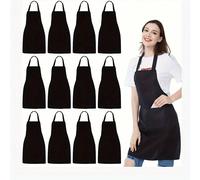 5/3/1 pezzo Grembiule da server, Grembiule con scollo all'americana, Grembiule in poliestere Stile minimalista con due grandi tasche, Lavabile in lavatrice, Grembiule da barbecue, Abbigliamento da cuc
