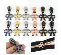 5-30 pezzi 5# Bow Zipper Sliders Rhinestone Zip Heads for Bags Jacket Clothes Decorative Zip Puller Kit Repair Kit Sewing Accessories (Rosa-Gold,30PCS_FORNYLON)