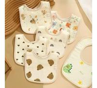 5/4/2 pezzi Set di bavette in cotone a forma di U per neonati, bavette per la bava 4 pezzi (cuore + koala + orso + arcobaleno),5 pezzi (orso + cuore + koala + fiore fragola + arcobaleno),2 pezzi (orso