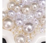 5-400 pz Perline lisce e di imitazione in ABS, tonde, con foro, in colori bianco puro e beige, perline sciolte con foro dritto, usate per realizzare gioielli, bracciali, cavigliere, collane - perfette