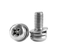 5-50pcs M2/M2.5/M3/M4/M5/M6 Viti con testa bottone a fessura incrociata tipo-PB con rondella in acciaio al carbonio placcato nichel, M5x20mm