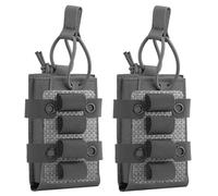 5.56 MOLLE Single Pouch with 4 Round Shotgun Shell Holder Insert, Lightweight Tactical Nylon Ammo Storage Adapter(Gray,2 Pack)