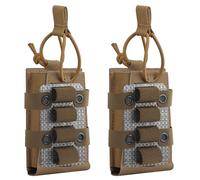 5.56 MOLLE Single Pouch with 4 Round Shotgun Shell Holder Insert, Lightweight Tactical Nylon Ammo Storage Adapter(Brown,2 Pack)