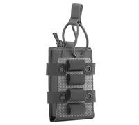 5.56 MOLLE Single Pouch with 4 Round Shotgun Shell Holder Insert, Lightweight Tactical Nylon Ammo Storage Adapter(Gray,1 Pack)