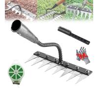 5/6/7/8 Teeth Carbon Steel Garden Weeding Rake, Ironrake 2.0, Heavy Duty Iron Weeding Rake for Efficient Gardening, Dethatching & Lawn Loosening, 2025 New Multifunctional Metal Backyard & Garden Tool