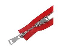5# 60/70/80/90/100/120/150cm Doppi cursori Chiusura automatica con cerniera in metallo Cerniera per giacca, Rosso, 70cm