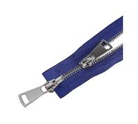 5# 60/70/80/90/100/120/150cm Doppi cursori Chiusura automatica con cerniera in metallo Cerniera per giacca, Blu, 70cm