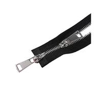 5# 60/70/80/90/100/120/150cm Doppi cursori Chiusura automatica con cerniera in metallo Cerniera per giacca, Nero, 120cm