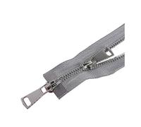 5# 60/70/80/90/100/120/150cm Doppi cursori Chiusura automatica con cerniera in metallo Cerniera per giacca, Grigio, 70cm