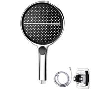5.9" High-Pressure Handheld Shower Head with 4 Spray Modes, Upgrade High-End Pressurized Large Panel Shower Head Set, Adjustable Bracket Hose Self-Cleaning Silicone Showers Nozzles