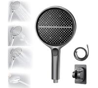 5.9" High-Pressure Handheld Shower Head with 4 Spray Modes, Upgrade High-End Pressurized Large Panel Shower Head Set, Adjustable Bracket Hose Self-Cleaning Silicone Showers Nozzles