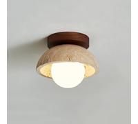 5.9 Inch Wabi-Sabi Stone Luci da Soffitto in Stile, Giapponese Giallo Travertino Filo Monte Soffitto Lampada, Metà Del Secolo Vintage Farmhouse Vicino Al Soffitto Lampada per Corridoio Ingresso Balco