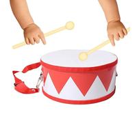 5.9in Adjustable Carrying Strap Wooden Drum | Toy Drum Set - Wooden Educational Instrument - for 2-5 Years Old Boy Girl Student Home Kindergarten Nursery Playroom