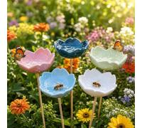 5 abbeveratoio per api in ceramica, abbeveratoio per insetti, abbeveratoio per api per il giardino, abbeveratoio per api con spina creativa, fiore da giardino, ciotola per cibo per miele, dispenser (5