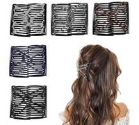5 accessori per capelli elastici con perline, clip elastiche regolabili, senza pieghe, per capelli ricci spessi e ondulati, per chignon vintage per donne e ragazze (blu navy, nero, argento, grigio,