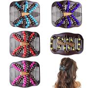 5 accessori per capelli elastici con perline, clip elastiche regolabili, senza pieghe, per capelli ricci spessi e ondulati, per chignon vintage per donne e ragazze (rosso, viola, blu, giallo, rosa