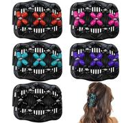 5 accessori per capelli elastici con perline, clip elastiche regolabili, senza pieghe, per capelli ricci spessi e ondulati, per chignon vintage per donne e ragazze (nero, rosso, rosa, viola, blu)