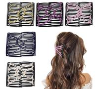 5 accessori per capelli elastici con perline, clip elastiche regolabili, senza pieghe, per capelli ricci spessi e ondulati, per chignon vintage per donne e ragazze (giallo, bianco, rosa, viola, blu