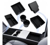 5 accessori per Tesla Model Y 2025-2026, Storage Box for Center Console, Silicone Tray, Hidden Box, Storage Box for Armrests and Cup Holders Zubehör, Hidden Magnetic Box non Slip Without Tools