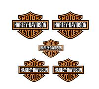 5 ADESIVI COMPATIBILI CON HARLEY DAVIDSON Bar And Shield (ARANCIO NERO)