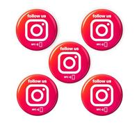 5 adesivi NFC - Instagram "Follow us" - Inglese - Riscrivibile e senza contatto - Ø 3 cm con retro 3M - Per eventi, biglietti, saloni e negozi - Confezione ecologica