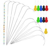 5 Aghi Curvi da 10,2 cm + 6 da 19,1 cm + 10 Infila Aghi Colorati in Plastica - Set per Perline e Gioielli in Acciaio Inox