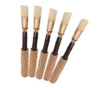 5 ance per oboe, in sughero, durezza media, con contenitore in plastica, colore: marrone