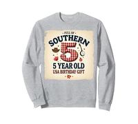 5 And Full of Southern Charm USA Regalo di Compleanno Felpa, Unisex per Adulti, Grigio Melange, XL