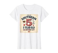 5 And Full of Southern Charm USA Regalo di Compleanno Maglietta, Donna, Bianco, S