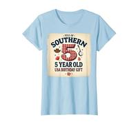 5 And Full of Southern Charm USA Regalo di Compleanno Maglietta, Donna, Celeste, XS