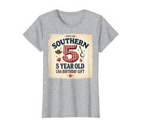 5 And Full of Southern Charm USA Regalo di Compleanno Maglietta, Donna, Grigio Melange, XXL