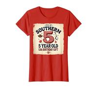 5 And Full of Southern Charm USA Regalo di Compleanno Maglietta, Donna, Rosso, S