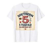 5 And Full of Southern Charm USA Regalo di Compleanno Maglietta, Uomo, Bianco, 3XL