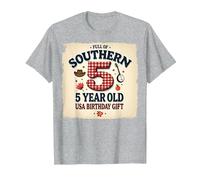 5 And Full of Southern Charm USA Regalo di Compleanno Maglietta, Uomo, Grigio Melange, 4XL
