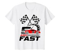 5 Anni 5 ° Compleanno I'm Five And I'm Fast Red Racecar Maglietta