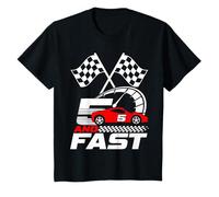 5 Anni 5 ° Compleanno I'm Five And I'm Fast Red Racecar Maglietta