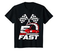 5 Anni 5 ° Compleanno I'm Five e Fast Red Racecar Maglietta