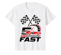 5 Anni 5 ° Compleanno I'm Five e Fast Red Racecar Maglietta