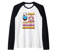 5 anni Axolotly Awesome Cute Axolotl 5° compleanno bambini Maglia con Maniche Raglan