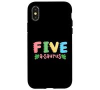 5 anni Cinque Saurus Kids Dinosauro 5° compleanno Famiglia Custodia per iPhone X/XS