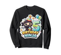5 Anni di Compleanno Ninja Boys Five 5th Fifth Kids Party Fun Felpa
