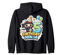 5 Anni di Compleanno Ninja Boys Five 5th Fifth Kids Party Fun Felpa con Cappuccio